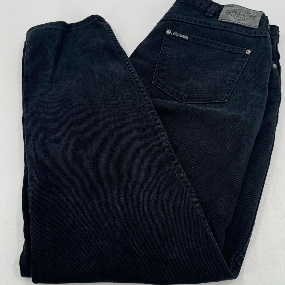 Harley‎ Davidson Jeans WOMENS Black Classic Straight Leg Cotton Denim SIZE 18